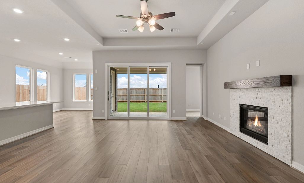 Gathering room. Sample product photo. Actual exterior and interior selections may vary by homesite.