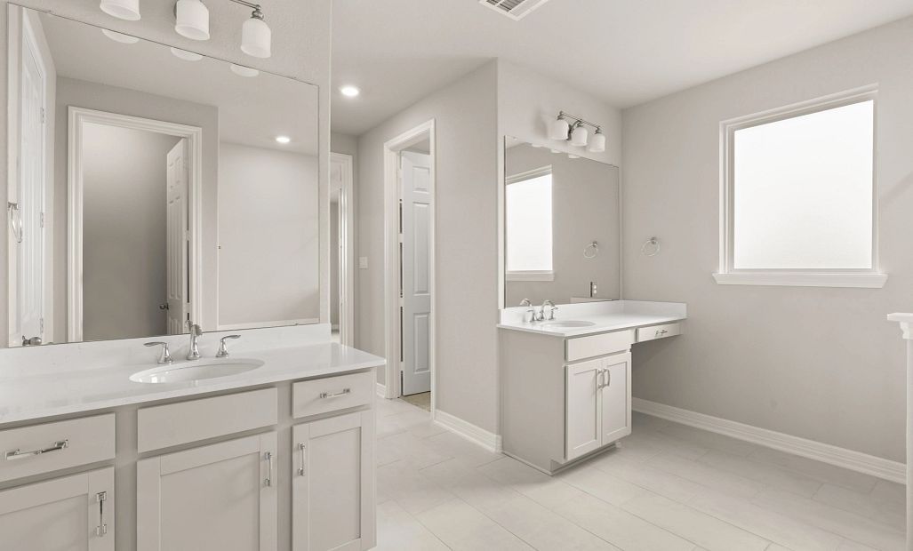 Primary bathroom. Sample product photo. Actual exterior and interior selections may vary by