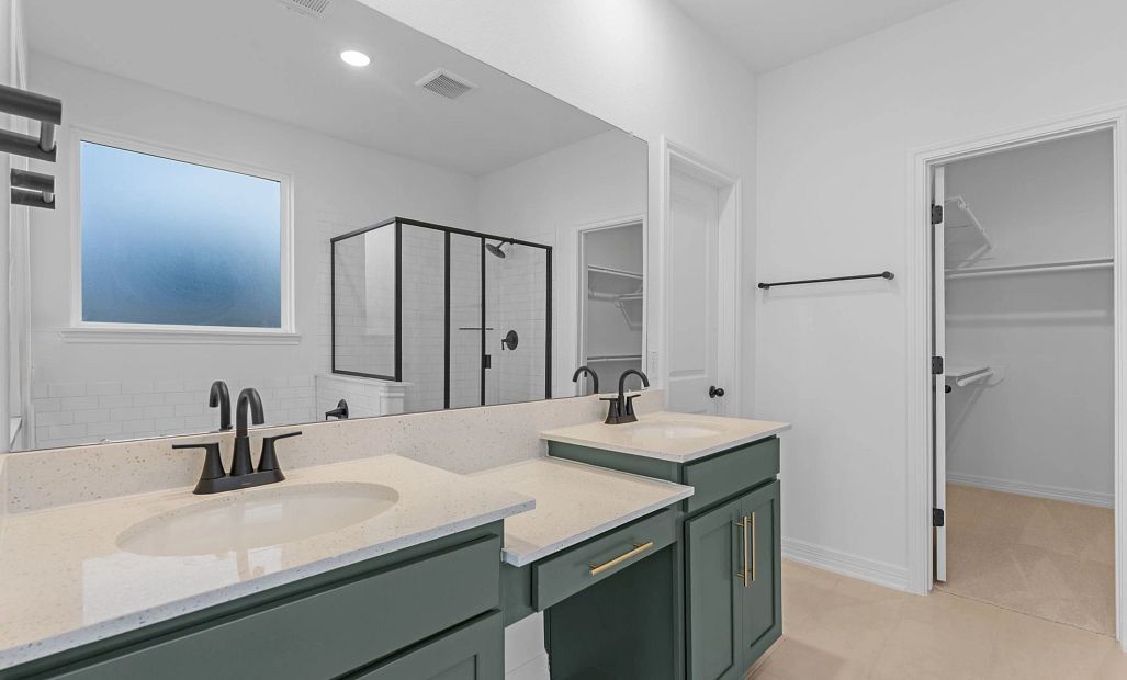 Primary bathroom. Sample product photo. Actual exterior and interior selections may vary by