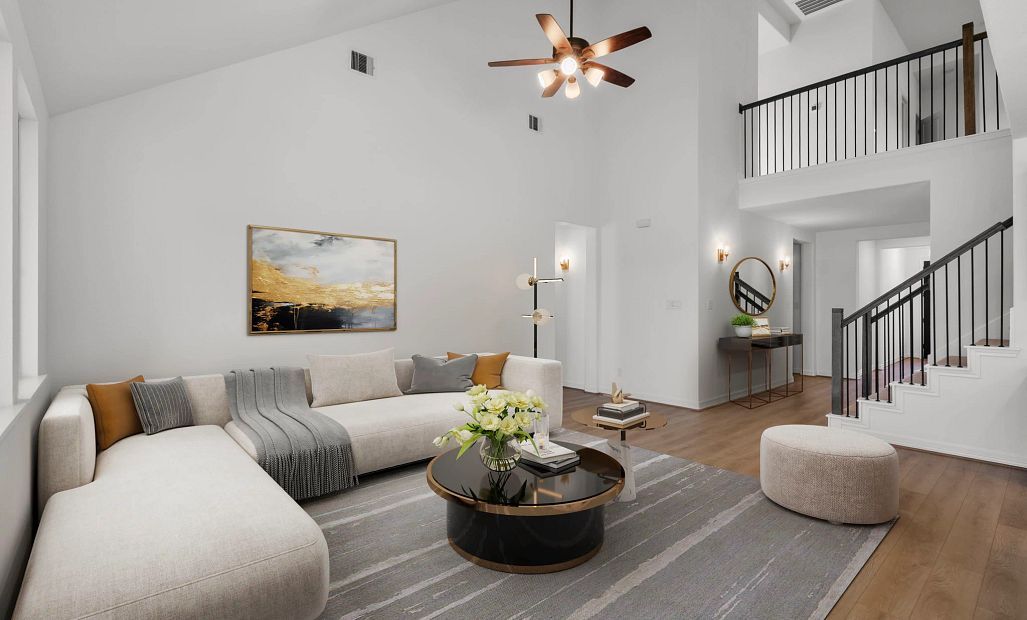 Gathering room. Sample product photo. Actual exterior and interior selections may vary by homesite.