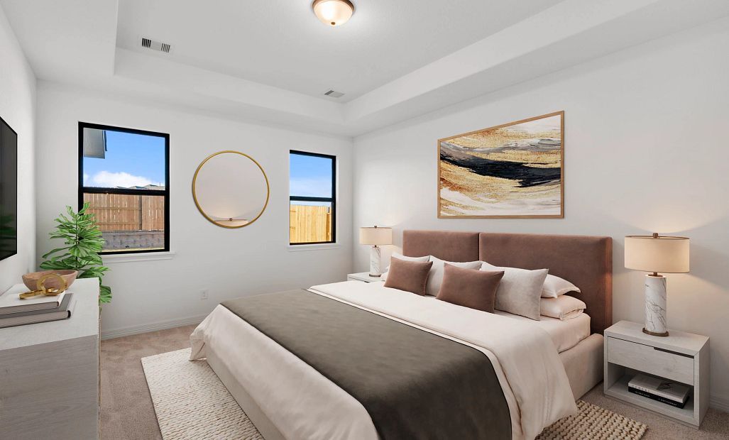 Primary Bedroom. Sample product photo. Actual exterior and interior selections may vary by homesite.