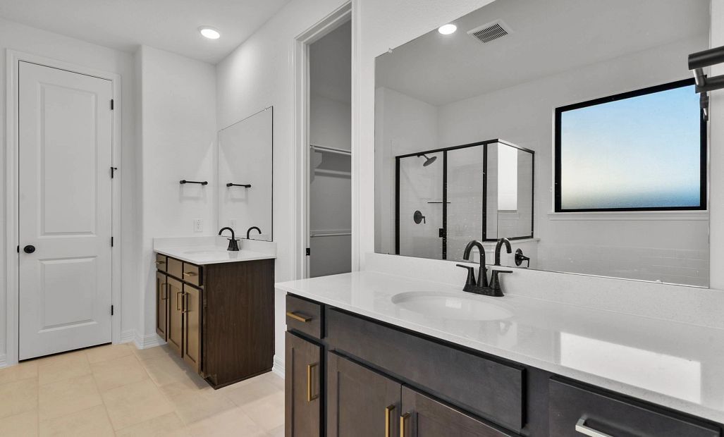 Primary bathroom. Sample product photo. Actual exterior and interior selections may vary by