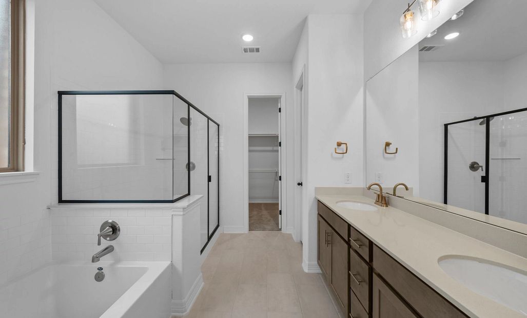 Primary bathroom. Sample product photo. Actual exterior and interior selections may vary by