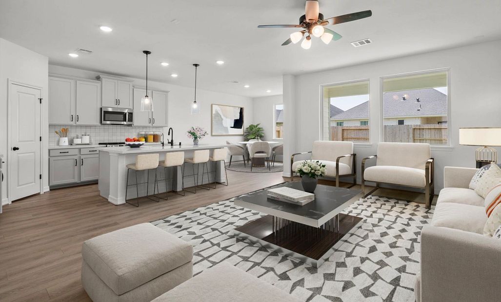 Gathering room. Sample product photo. Actual exterior and interior selections may vary by homesite.