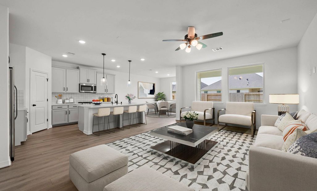 Gathering room. Sample product photo. Actual exterior and interior selections may vary by homesite.