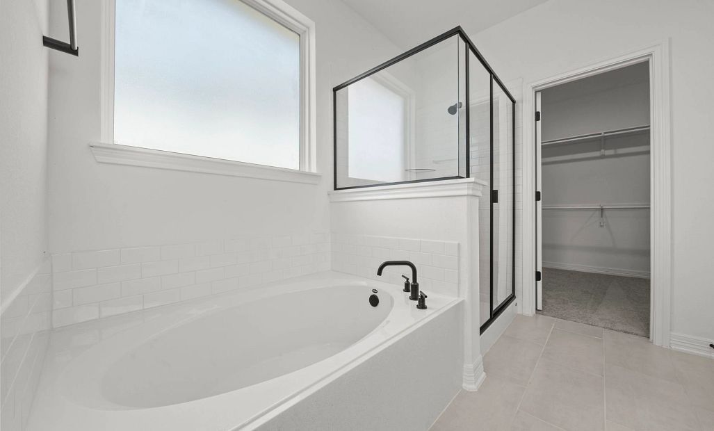 Primary bathroom. Sample product photo. Actual exterior and interior selections may vary by