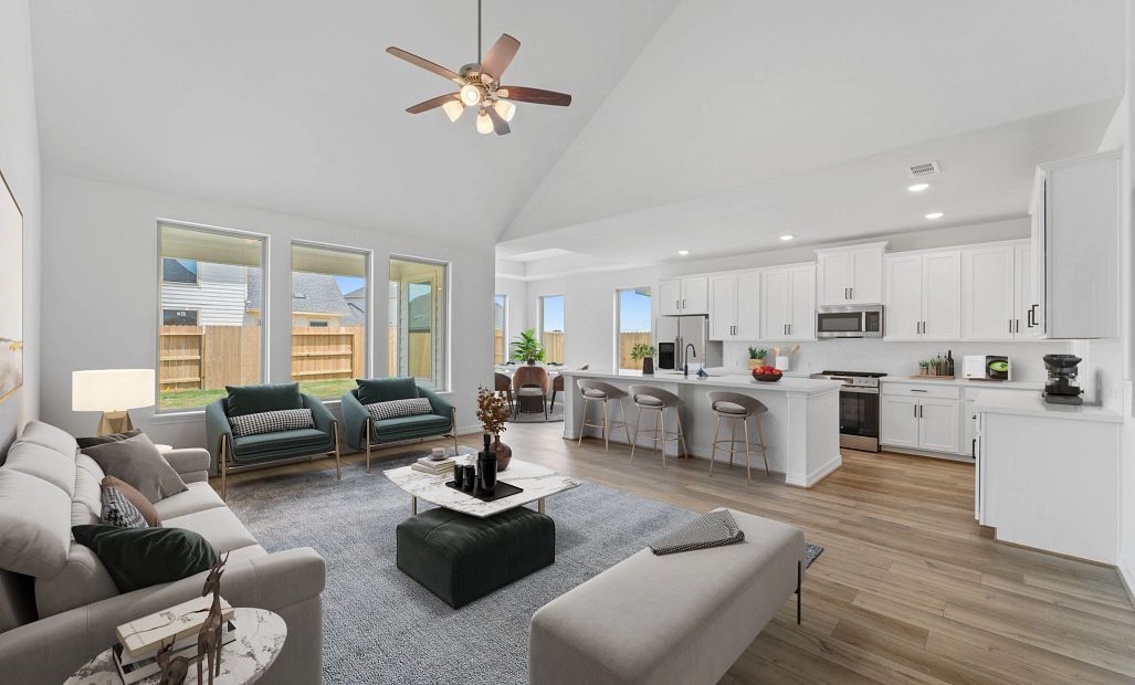 Open concept living space. Note: Sample product photo - actual exterior and interior selections may