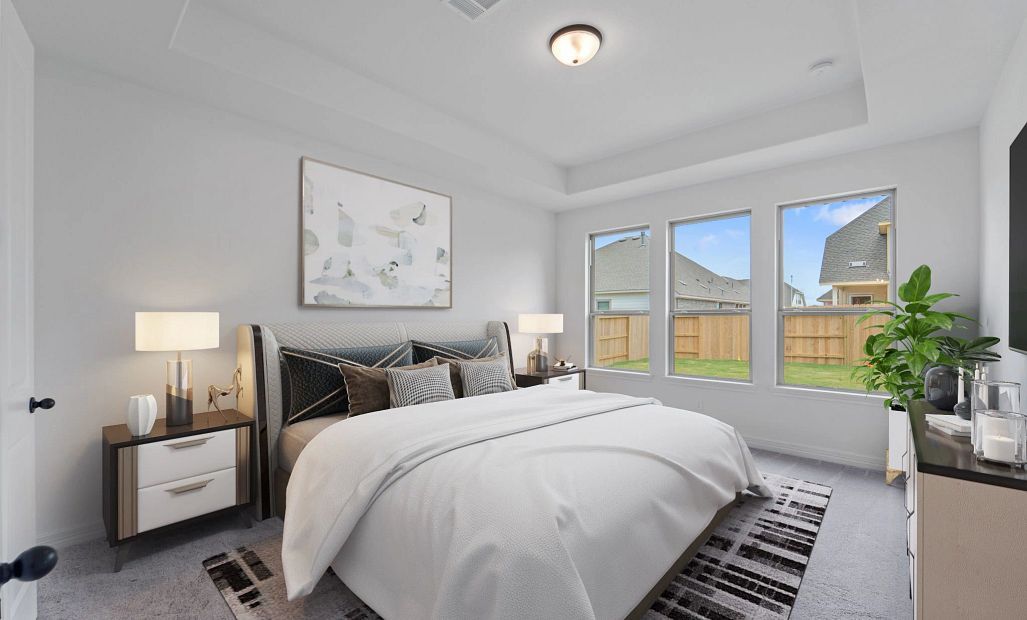 Primary bedroom. Note: Sample product photo - actual exterior and interior selections may vary by