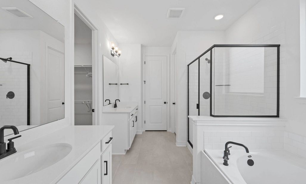 Primary bath. Note: Sample product photo - actual exterior and interior selections may vary by