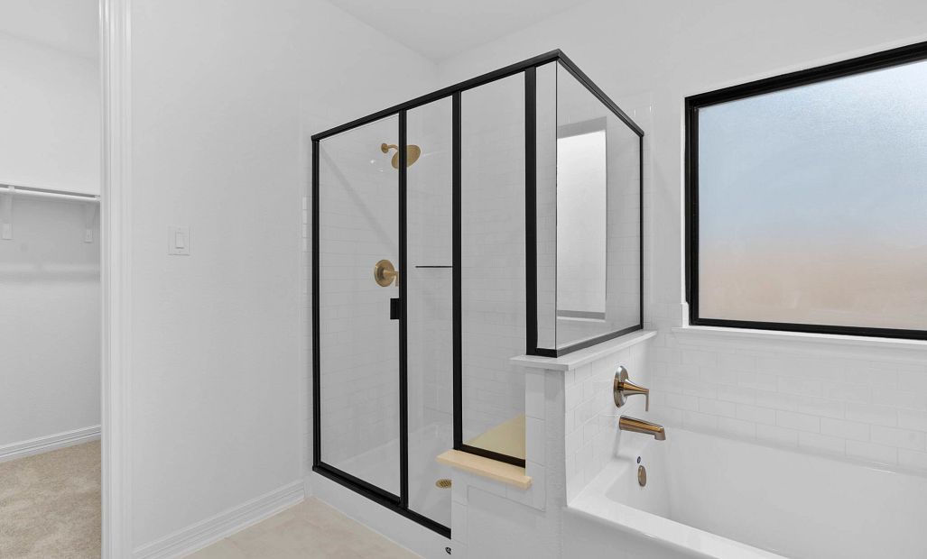 Primary bathroom. Sample product photo. Actual exterior and interior selections may vary by