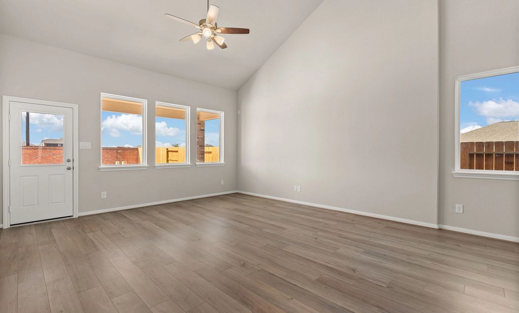 Gathering room. Sample product photo. Actual exterior and interior selections may vary by homesite.