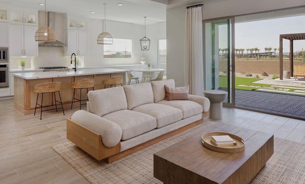 Great Room with 4-panel sliders
