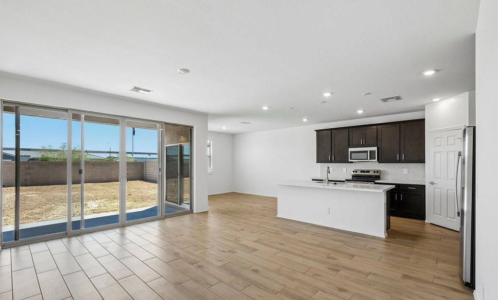 Great room, kitchen and dining