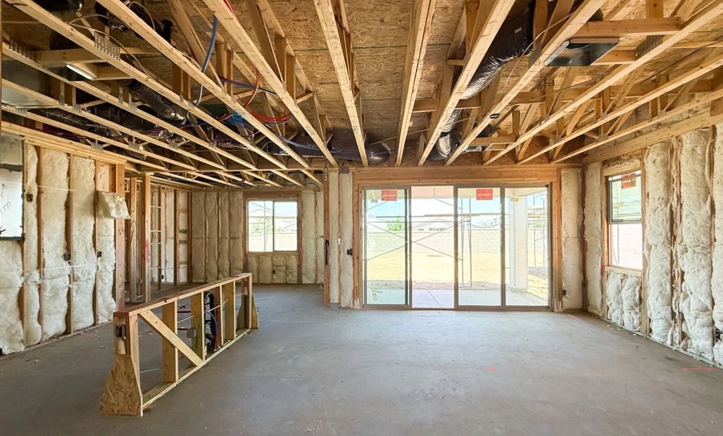 Great room, kitchen and dining