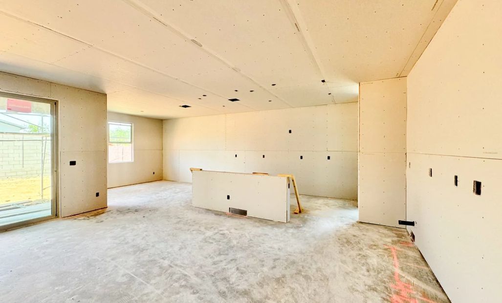 Great room, kitchen and dining