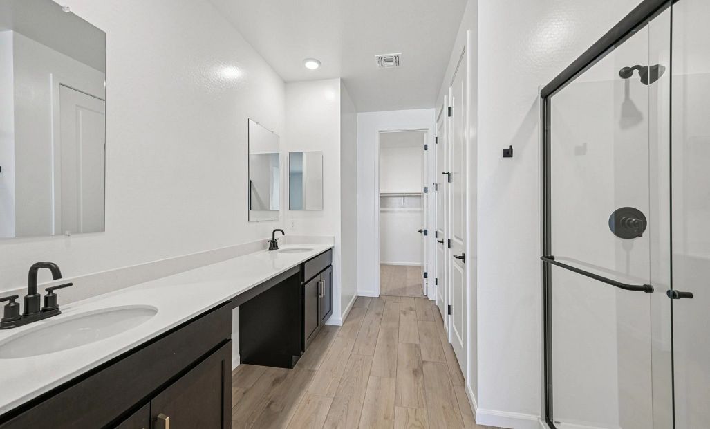 Primary bath. Not actual home, finishes may vary by community.