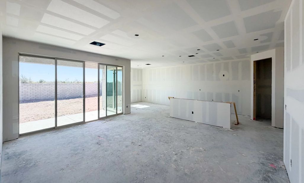 Great room, kitchen and dining