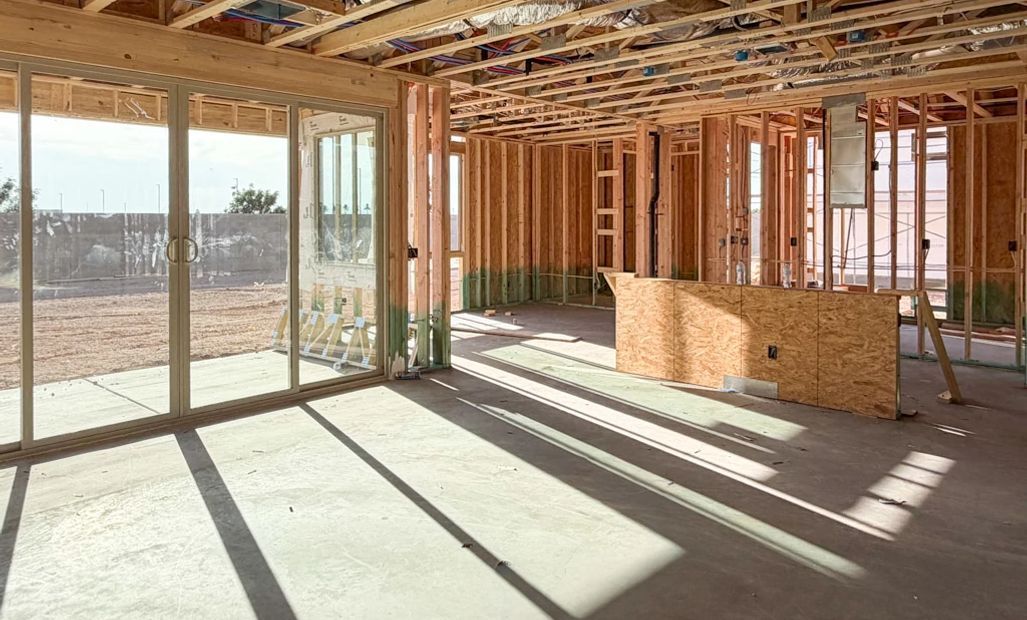 Great room, kitchen and dining