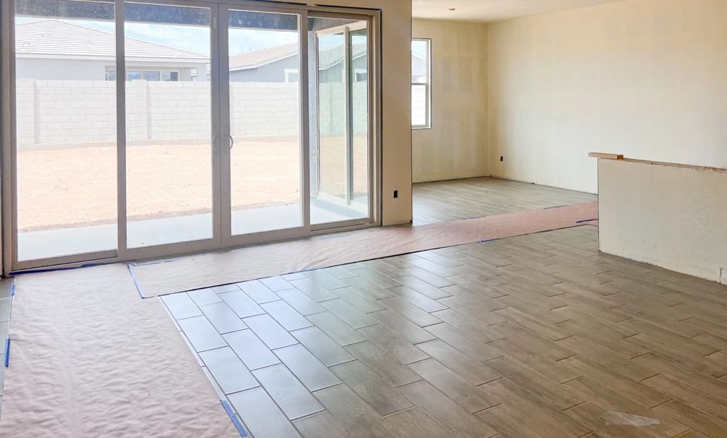Great room, kitchen and dining