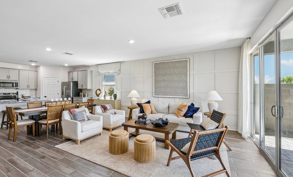 Great room, dining and kitchen