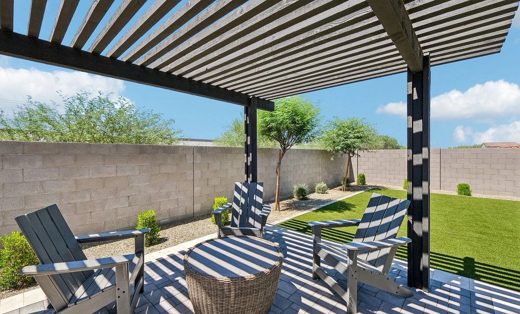 Back exterior elevation with sitting area