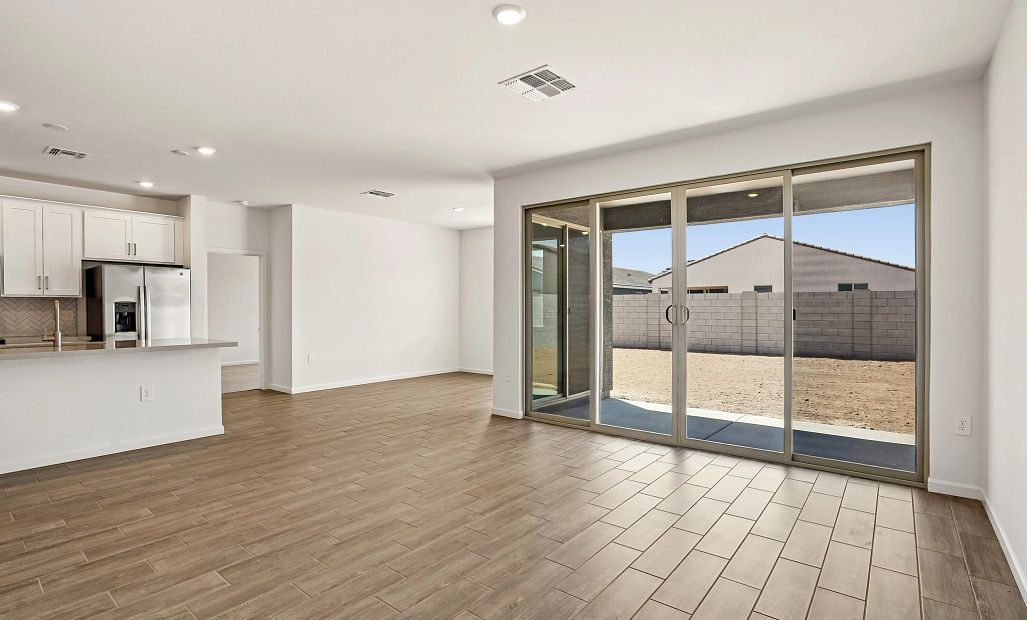 Great room, kitchen and dining