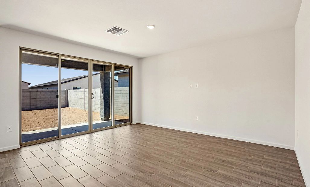 Great room with 4 panel slider