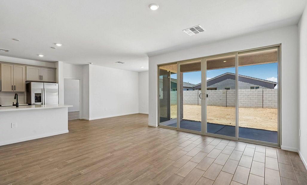 Great room, kitchen and dining