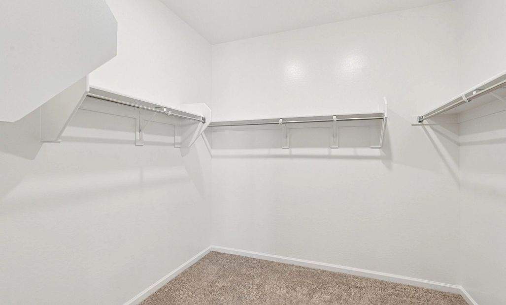 Primary walk in closet. Representative images and renderings are for illustrative purposes. Actual