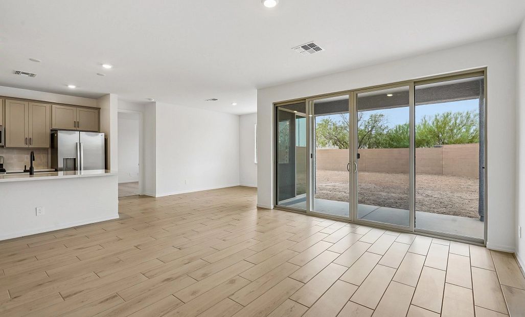 Great room, kitchen and dining