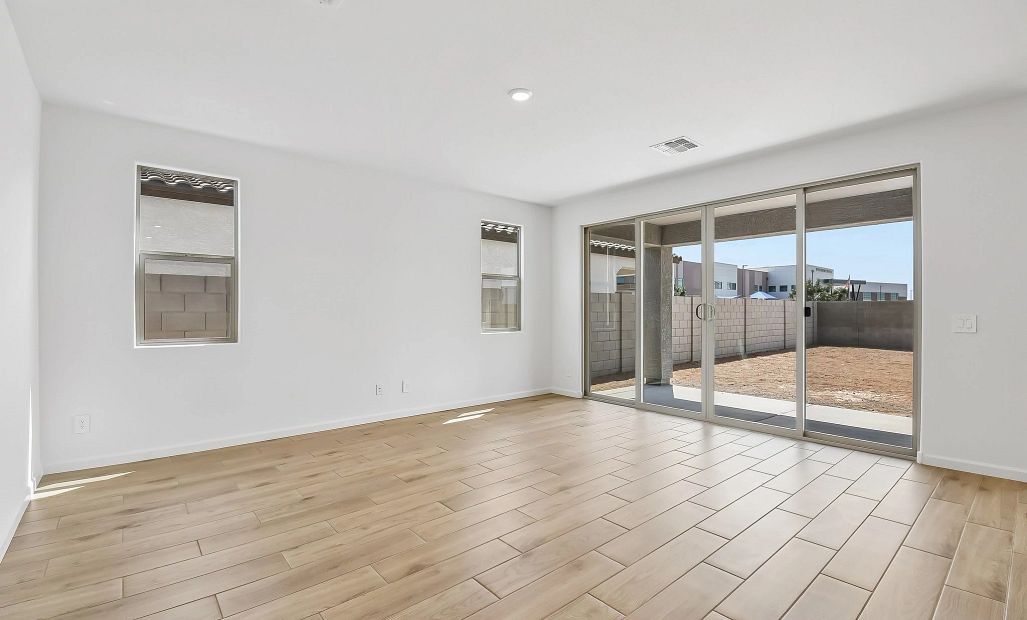 Great room with 4 panel slider