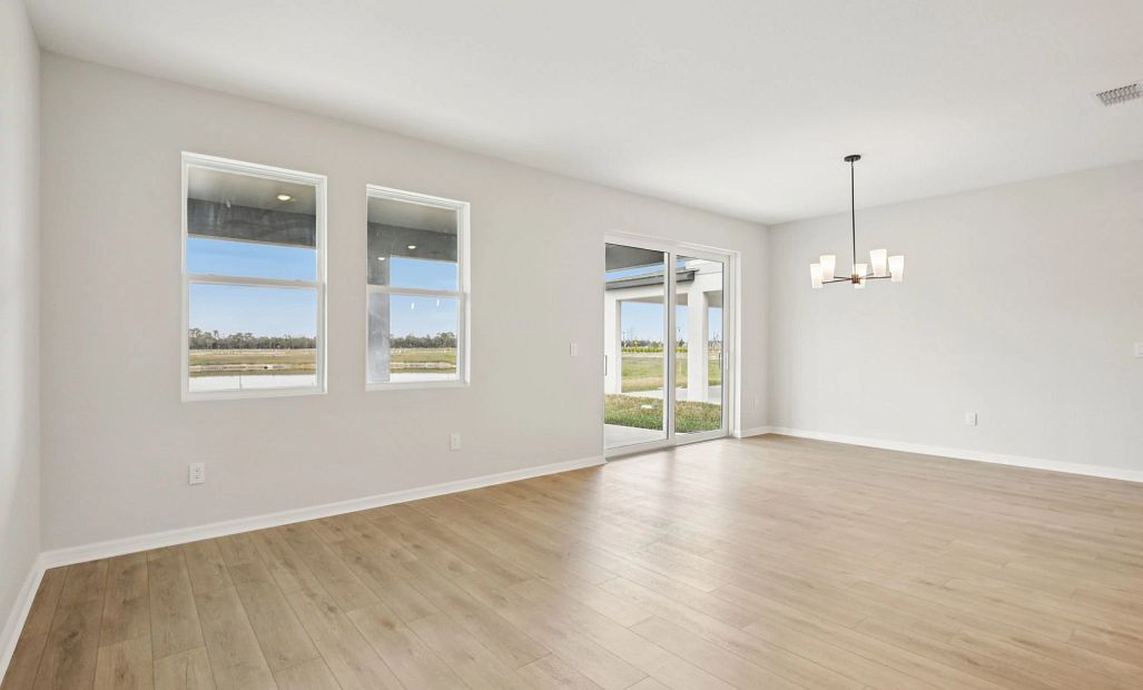 Open concept family room and dining space