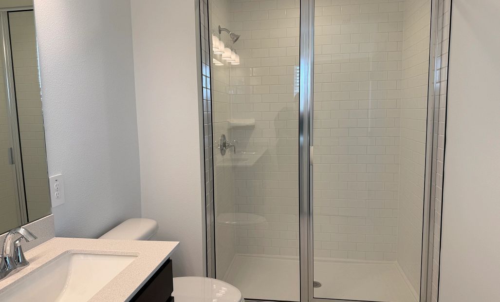 Spa-like standing glass shower in primary bath