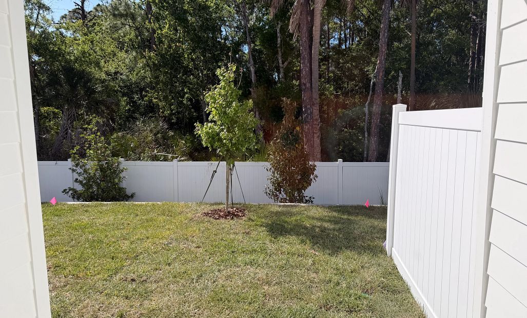 Backyard with a privacy fence