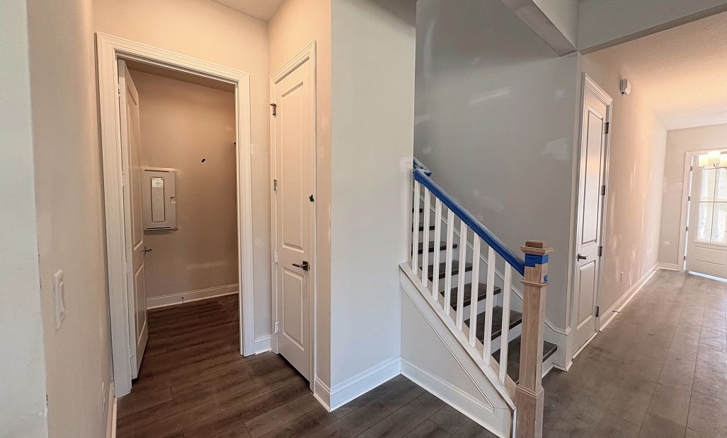 Hallway to the laundry room and stairs - under construction