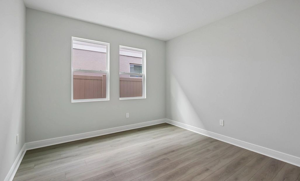Down the hall from the dining room is a flex room
