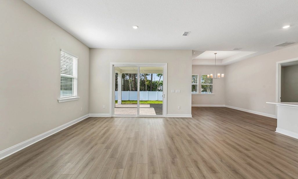 Family room looks out on to the covered back lanai