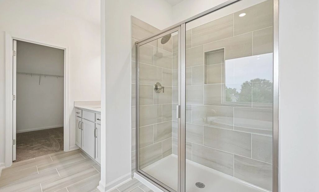 Primary Bath featuring the AW Collection® Milan - Clean geometry and high-contrast finishes.