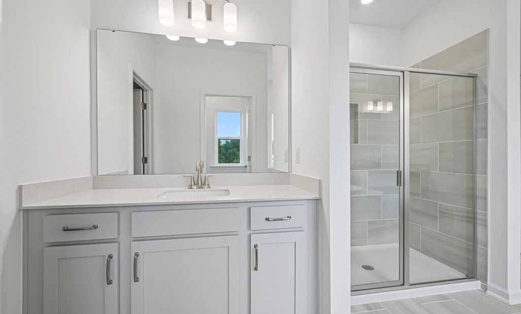Primary Bath featuring the AW Collection® Milan - Clean geometry and high-contrast finishes.