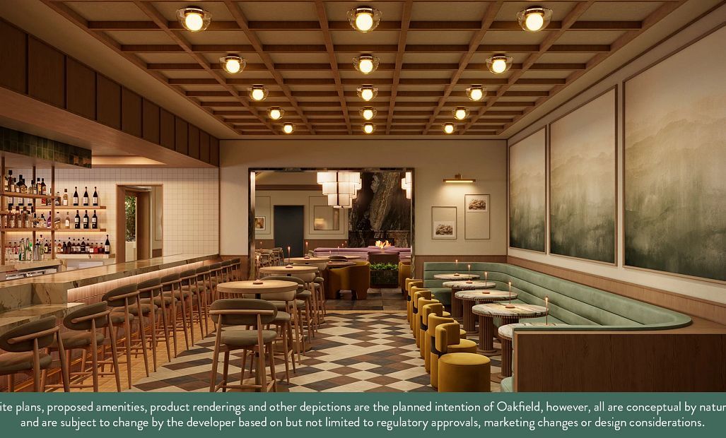 Rendering of the future Harvest Club bar dining space