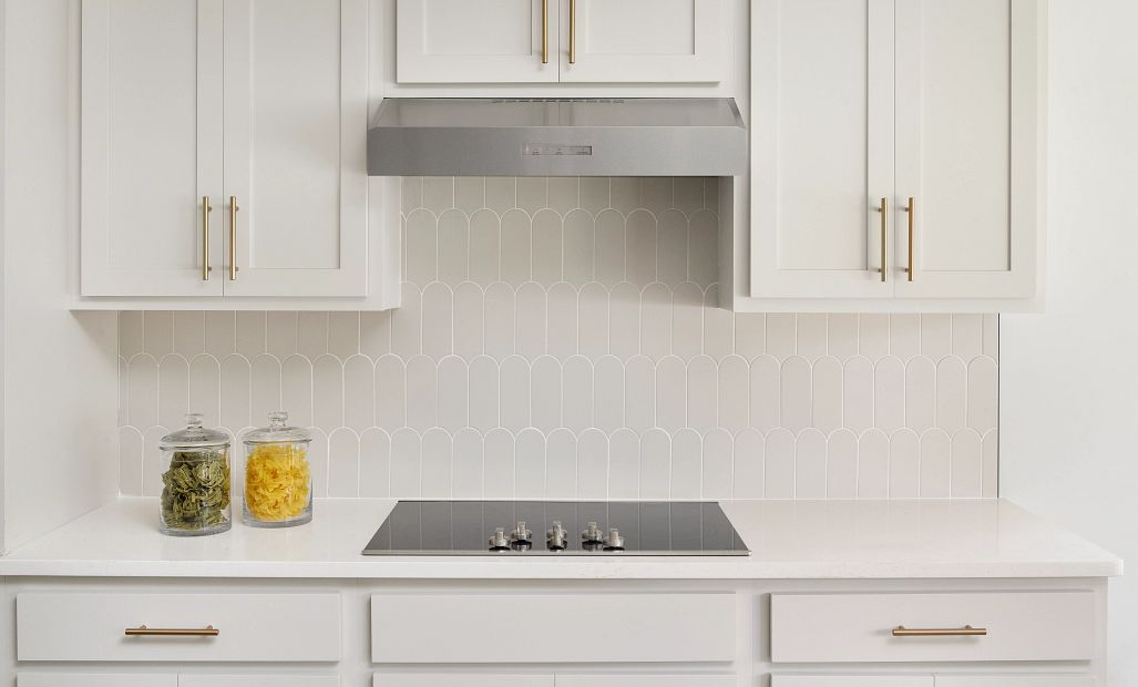 Close up of the cabinets, countertop and backsplash in AW Collection® Serene - Representative images