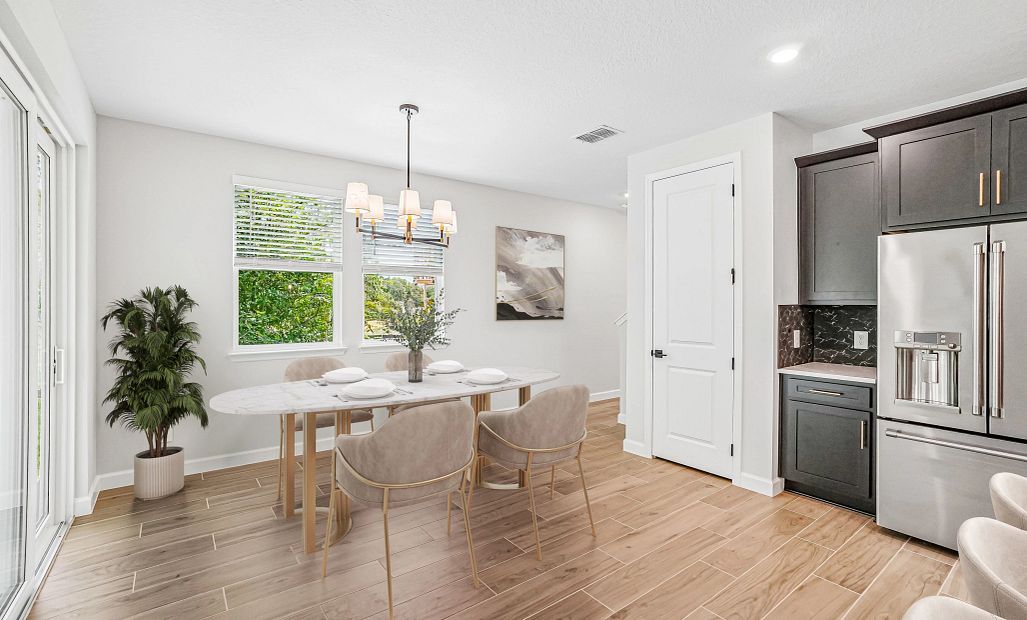 Virtually staged dining room space