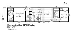 Winchester SW 1456 H 22 A 4 A Floor Plan - Factory Homes Outlet