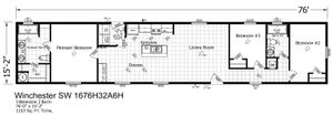 Winchester SW 1676 H 32 A 6 H Floor Plan - Factory Homes Outlet