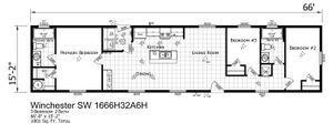 Winchester SW 1666 H 32 A 6 H Floor Plan - Factory Homes Outlet