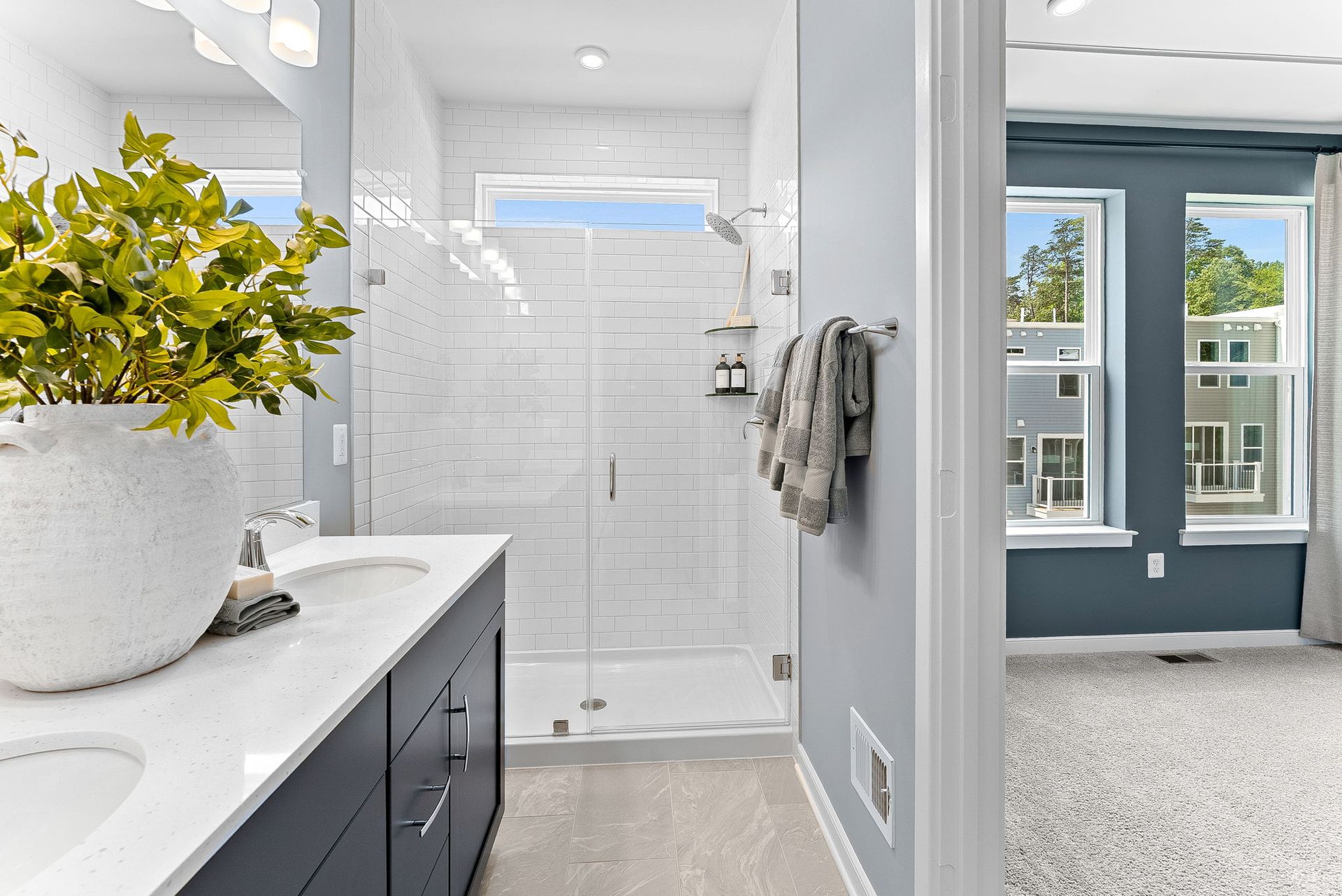 Potomac Primary Bathroom and Primary Bedroom View