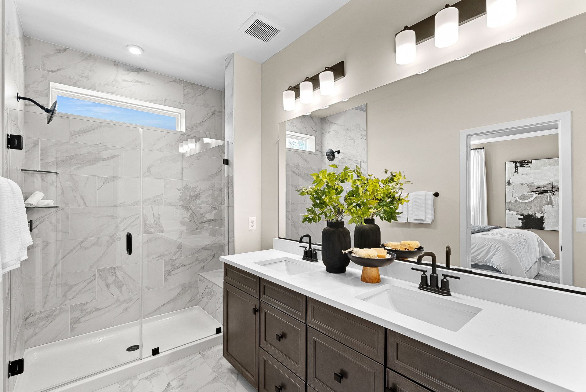 Belle Primary Bathroom with Dual Closets and Frameless Shower