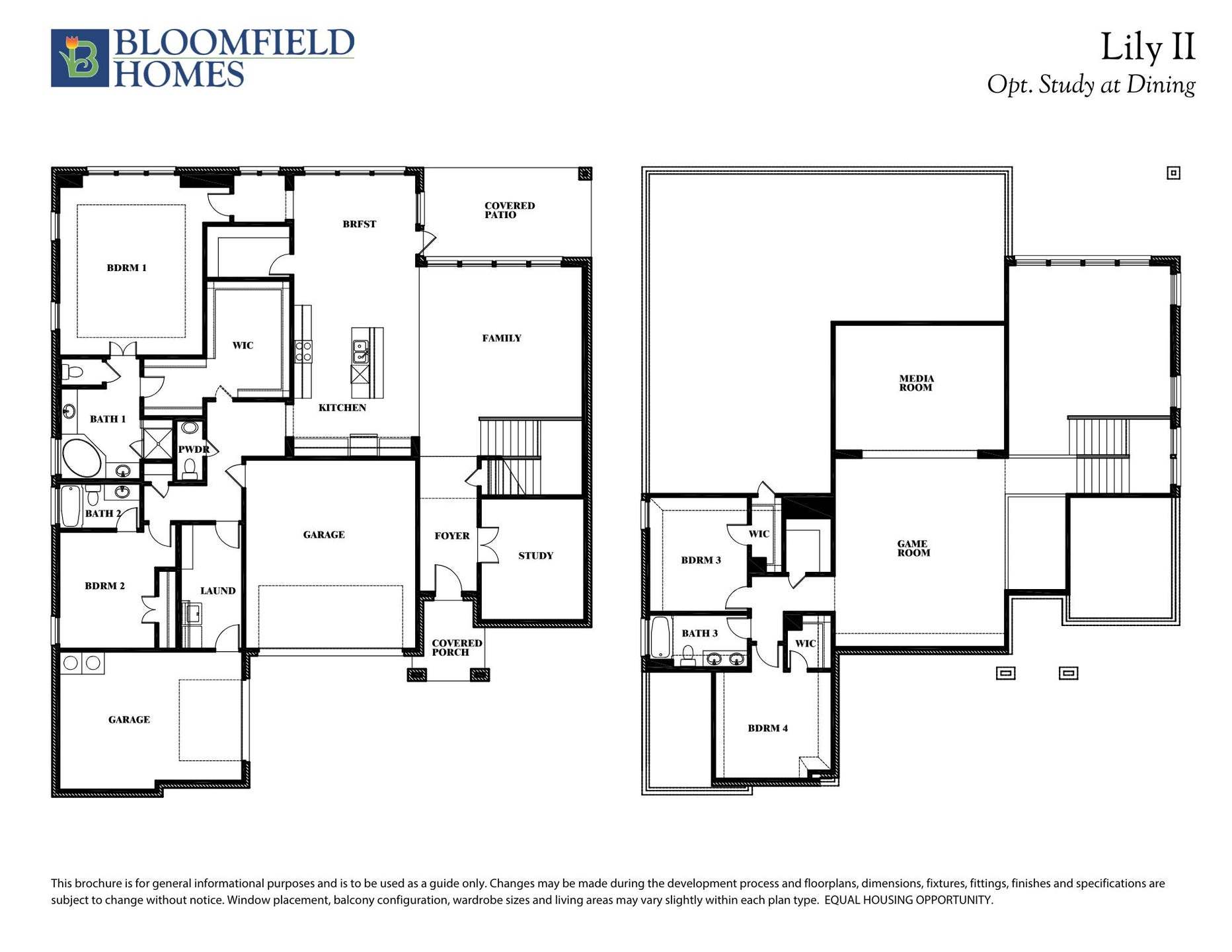 Lily II Floor Plan with Optional Study at Dining