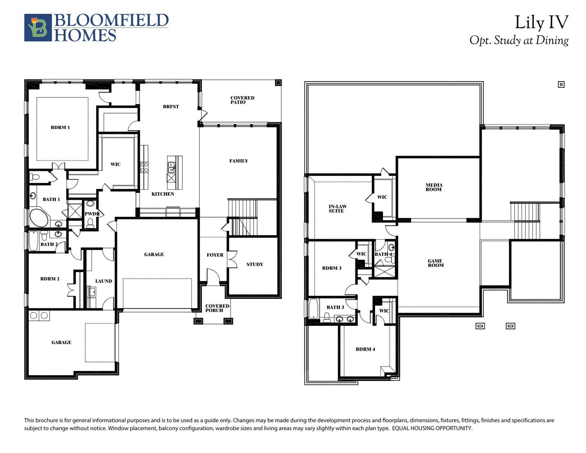 Lily IV Floor Plan with Optional Study at Dining