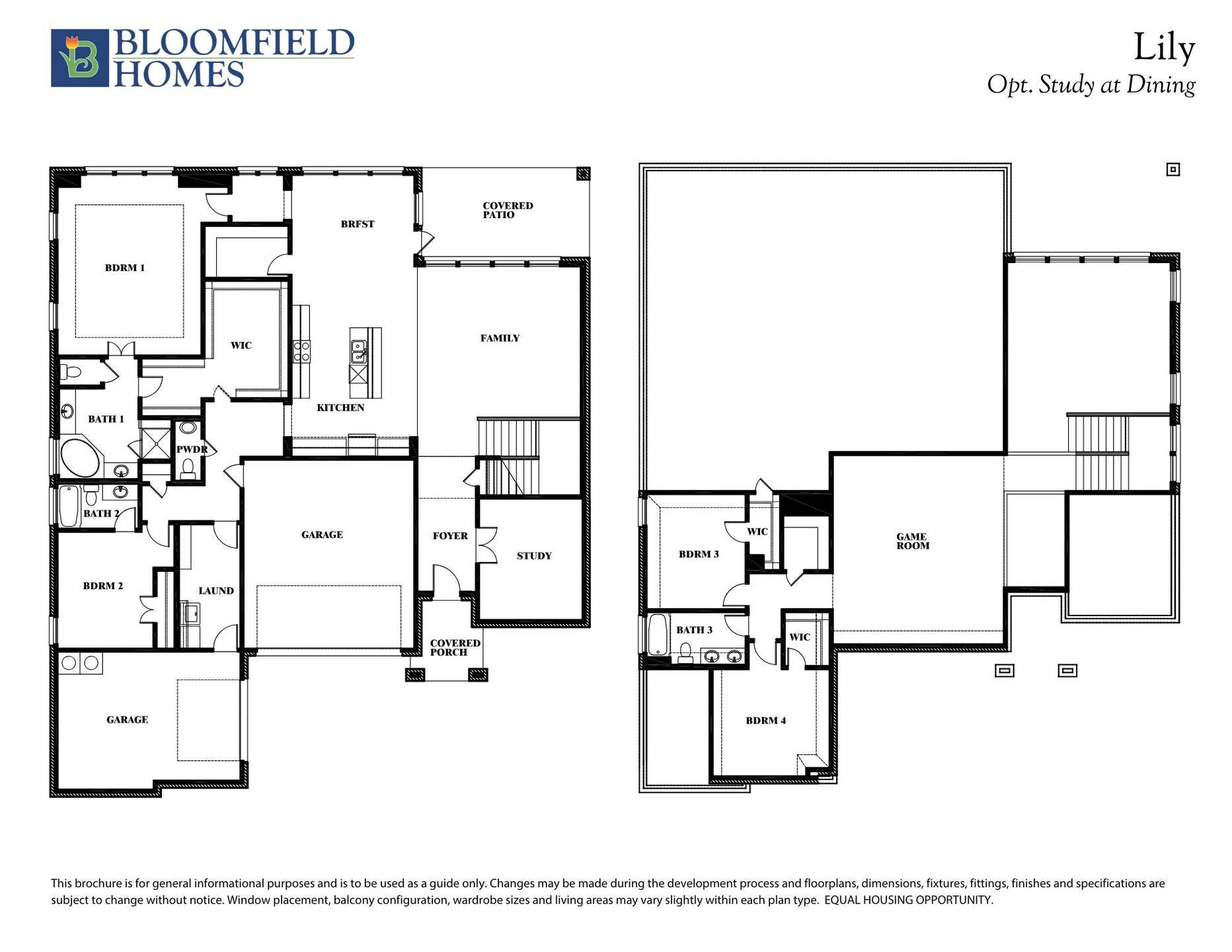 Lily I Floor Plan with Optional Study at Dining